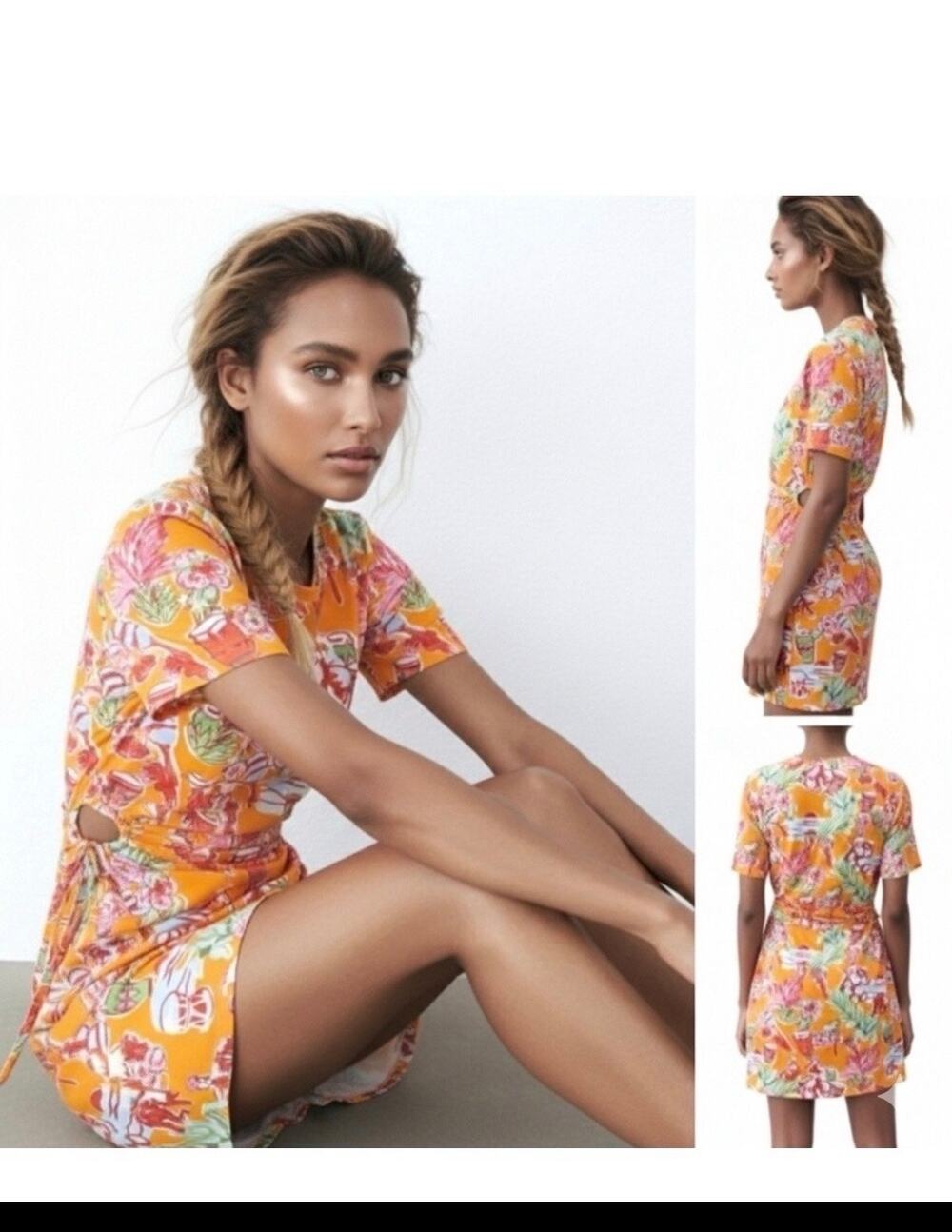 Zara Tropical Print Cut-Out Hawaiian Hula Shirt Dress Womens Small
Like new